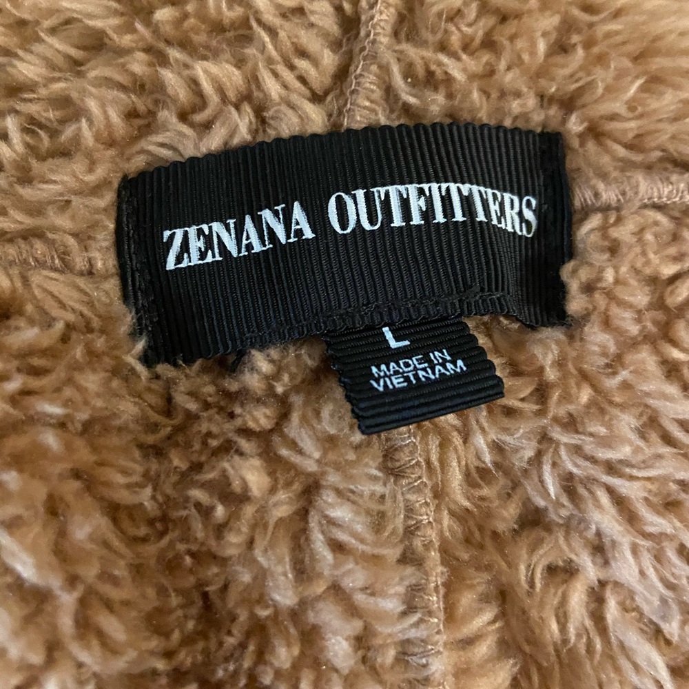 Tan Fuzzy Faux Fur Open Front Jacket - Picture 3 of 3
